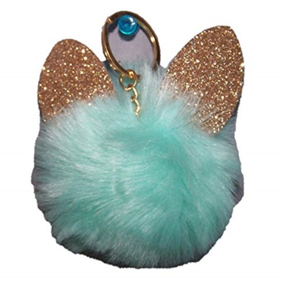 Pom Pom Keychain ~ Glitter Ears ~ NWT Purse Charm - Picture 3 of 3